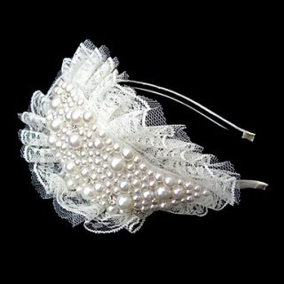 Beautiful Lace With Imitation Pearl Wedding Bridal Headband/ Headpiece