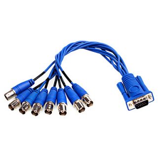 VGA 15 Pin Male Break Out to 8 BNC Female Cable Connectors for CCTV System