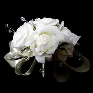 Elegant White Round Shape Satin/ Crystal Wedding Bridal Bouquet