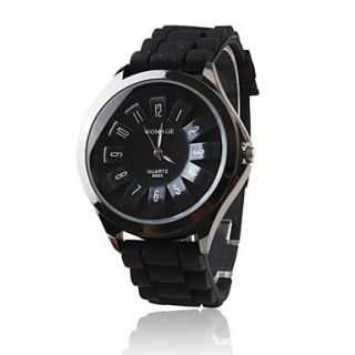 Fashionable Quartz Wrist Watch with Black Silicone Band