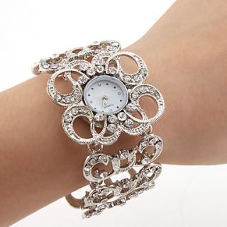 Womens Silver Bracelet Watch with White Czechic Diamond Decoration
