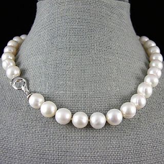 Single Strand 12 13MM Freshwater Pearl Necklace – 17.5 18 Inch