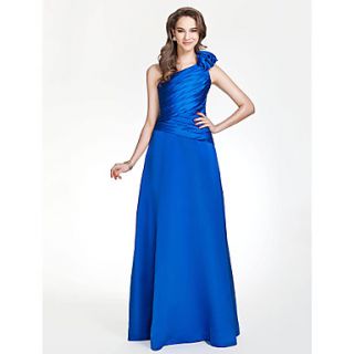 A line One shoulder Floor length Stain Bridesmaid Dress
