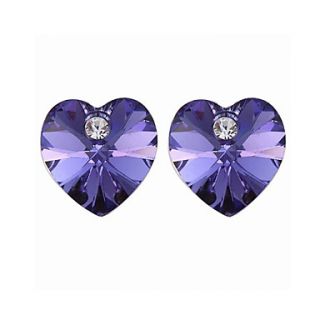 Heart Cut Colored Crystal Earrings With Platinum Plated Back