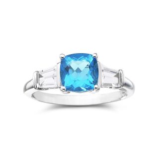 Sterling Silver Simulated Blue Topaz & White Sapphire Ring, Womens
