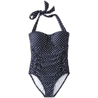 Merona Womens Polka Dot 1 Piece Swimsuit  Navy XL