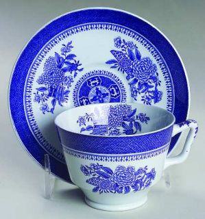 Spode Fitzhugh Blue London Shape Footed Cup & Saucer Set, Fine China Dinnerware