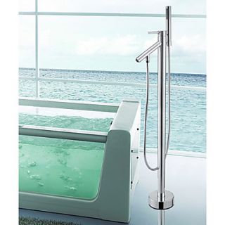 Solid Brass Contemporary Floor Standing Tub Shower Faucet with Hand Shower   Chrome Finish