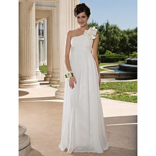 Sheath/Column One Shoulder Floor length Chiffon Wedding Dress