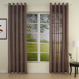 (One Pair) High Quality Brown Contemporary Sheer Curtain
