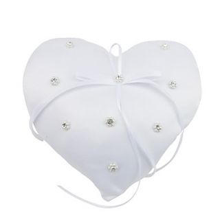 Heart Shaped Wedding Ring Pillow With Rhinestones