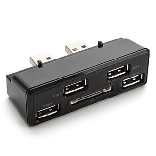 4 Port USB Hub with SD Memory Card Reader for PS3 Slim (Black)