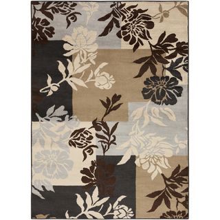 Floral Squares Chocolate Brown Rug (79 X 112)