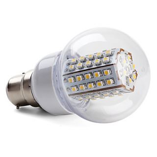 B22 66 3528 SMD 3.5W 430LM 2800 3200K Warm White Light LED Ball Bulb (220 240V)