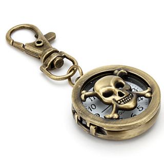 Unisex Hollow Skull Heads Alloy Analog Quartz Keychain Watch (Bronze)