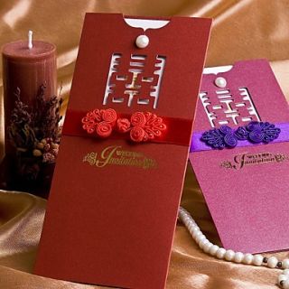Traditional Designed Wedding Invitation With Bow   Set of 50 (More Colors)