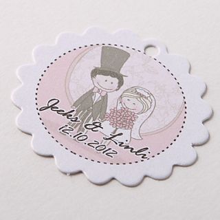 Personalized Scalloped Favor Tag – Wedding Day (Set of 60)