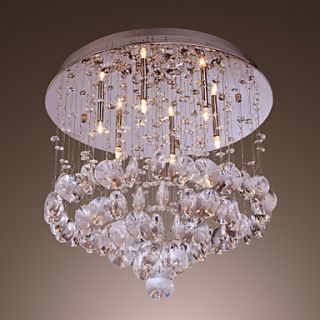 Modern Crystal Flush Mount with 6 Lights Stainless Steel Base