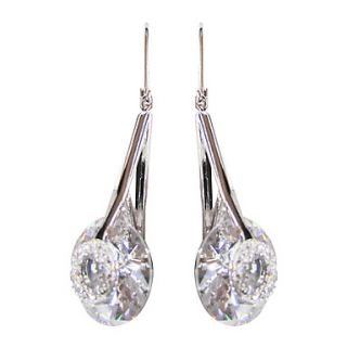 Unique White Platinum Plated With Round Shape Cubic Zirconia Earrings
