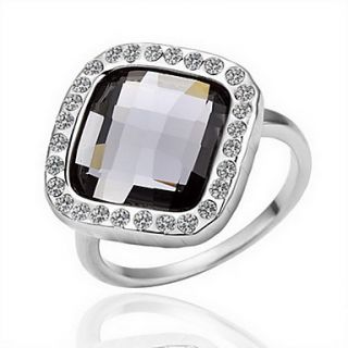 Gorgeous Crystal 18K Plated Gold Black Stone Fashion Ring