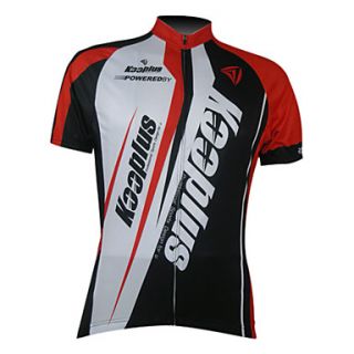 Kooplus Mens 100% Polyester Short Sleeve Cycling Jersey (Red and White)