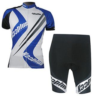 Kooplus Mens Short Sleeve Cycling Suits (Blue and White)