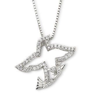Cubic Zirconia Dove Pendant Sterling Silver, Girls