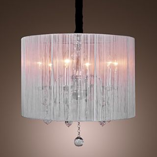 Stylish Crystal Flush Mount with 6 Lights in White Fabric Shade