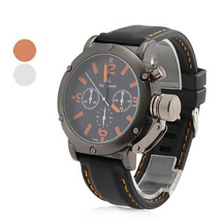 Mens Casual Style Black Silicone Band Quartz Wrist Watch (Assorted Colors)