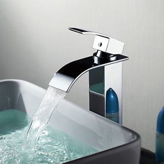 Sprinkle   Contemporary Brass Waterfall Bathroom Sink Faucet (Tall)