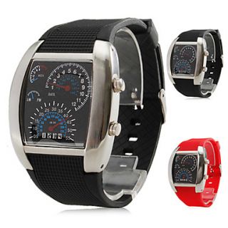 Mens Turbo Style LED Digital Rubber Band Wrist Watch (Assorted Colors)