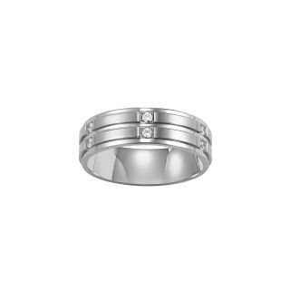 Mens 7mm Diamond Band in Stainless Steel, Size   Direct