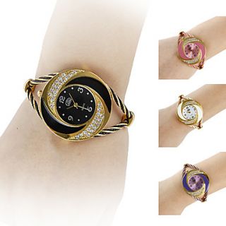 Womens Whirlwind Circle Style Gold Alloy Quartz Analog Bracelet Watch (Assorted Colors)