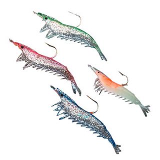 Soft Bait Shrimp with Hook 60MM 4.5G Silicon Fishing Lure Packs (4 pcs)