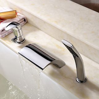 Contemporary Brass Tub Faucet with Hand Shower   Chrome Finish
