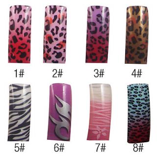 70 Pcs Full Cover Leopard Pattern Style Acrylic Nails Tips 8 Colors Available