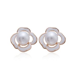 Elegant 18K Gold Plated Flower Pearl Earrings