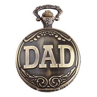 Mens DAD Logo Alloy Analog Quartz Pocket Watch (Bronze)