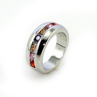 Luxurious Cubic Zirconia Platinum Plated Round Shape Fashion Ring