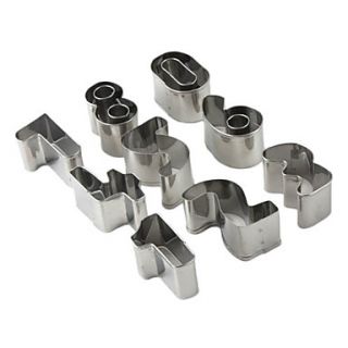 Stainless Steel 10 Numbers Shaped Cookie Cutters Set