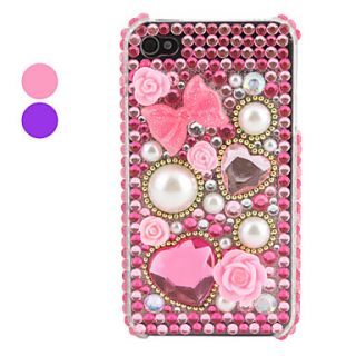 Pink Bowknot Pattern Rhinestone Case for iPhone 4 and 4S (Assorted Colors)