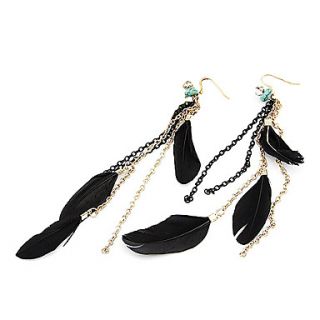 Elegant Feather Alloy Chain Earrings