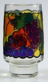 Libbey   Rock Sharpe Stained Glass 12 Oz Flat Tumbler   Clear,Fruit On Yellow Ba