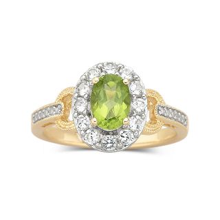 14K Gold Plated Sterling Silver Peridot Ring, Yellow, Womens
