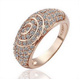 Gorgeous Cubic Zirconia 18K Gold Plated Spiral Fashion Ring