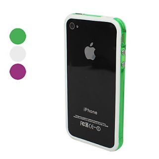 TPU Transparent Bumper Frame Case Skin with Metal Buttons for iPhone 4 and 4S