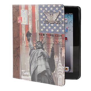 Statue of Liberty Pattern PU Leather Case with Stand for the New iPad and iPad 2