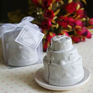 Ceramic Wedding Cake Salt Pepper Shakers Favor