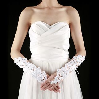 Lace Fingerless Elbow Length With Rhinestone / Appliques Bridal Gloves (More Colors)