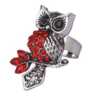 Vintage Owl Shape Rhinestone Studded Ring